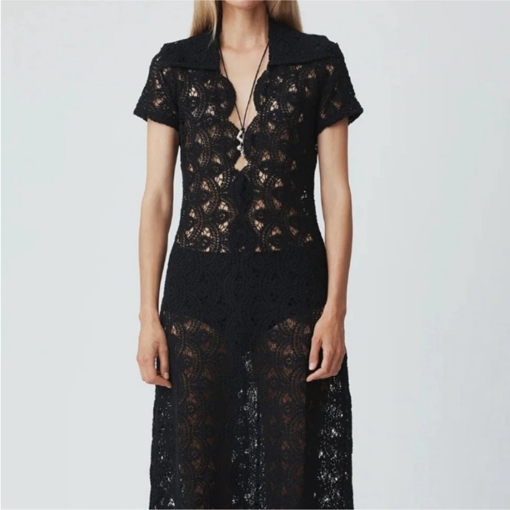 Nwt Beaufille Black Crochet Ellis Dress Size Xl — image 3 of 8